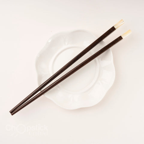 Square rosewood chopsticks with New Zealand sea snail head. Personalized Engraving