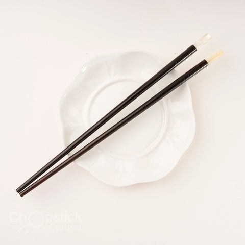 Round rosewood chopsticks with New Zealand sea snail head. Personalized Engraving