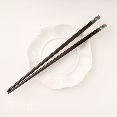 Natural Rosewood Chopsticks with Exquisite Abalone Shell Inlay. Free Personalized Engraving