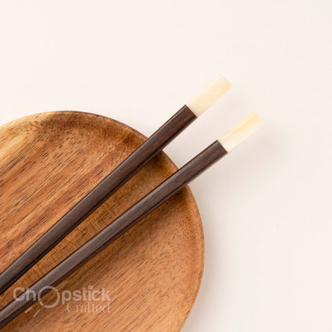 Square rosewood chopsticks with New Zealand sea snail head. Personalized Engraving