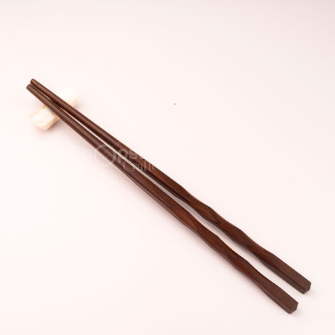 Rosewood chopsticks and red leather bag in cherry blossom style