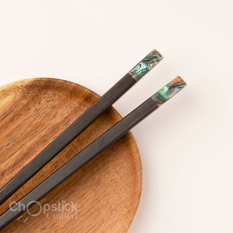 Natural Rosewood Chopsticks with Exquisite Abalone Shell Inlay. Free Personalized Engraving