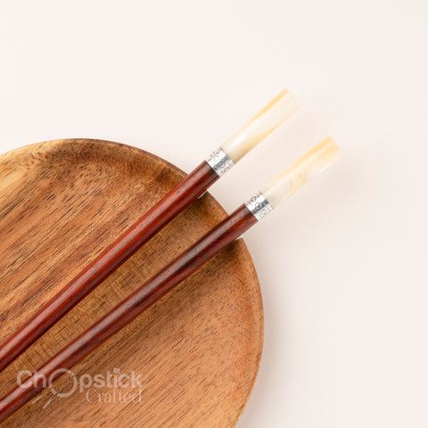 Premium Chopsticks Silver and shell wrapped chopsticks with luxury box.