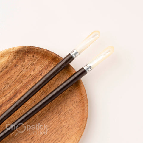 Super VIP silver rimmed rosewood round chopsticks. Free Personalized Engraving