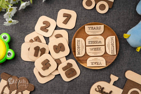 Train-Themed Wooden Monthly Milestone Sign Set for Baby