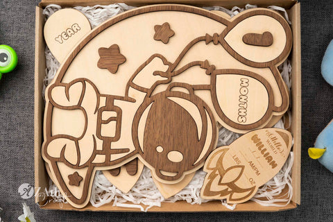 Baby's First Year Milestones Space Astronomy-Themed Wooden Sign Set