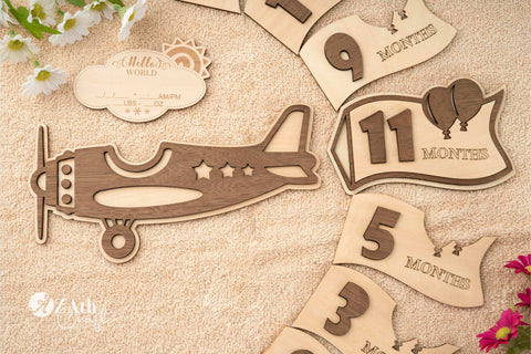 Celebrate Baby's Milestones with a Vintage Airplane-Themed Sign Set