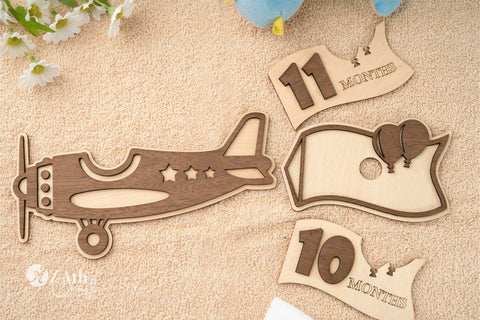 Celebrate Baby's Milestones with a Vintage Airplane-Themed Sign Set