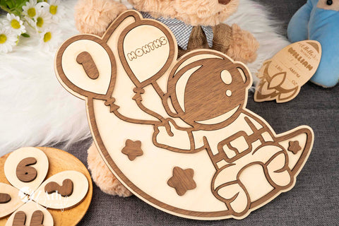 Baby's First Year Milestones Space Astronomy-Themed Wooden Sign Set
