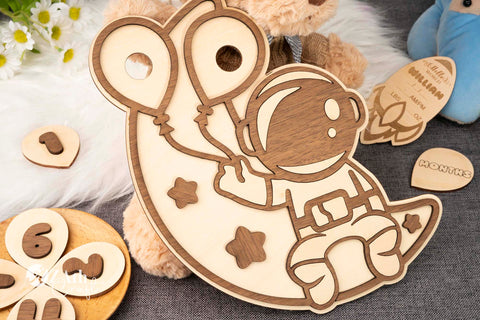 Baby's First Year Milestones Space Astronomy-Themed Wooden Sign Set