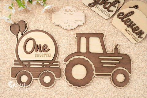 Little Farmer's First Year Milestones: Vintage Tractor Wooden Signs