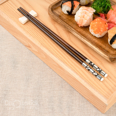 Natural Trac wood chopsticks with abalone head. Free Personalized Engraving