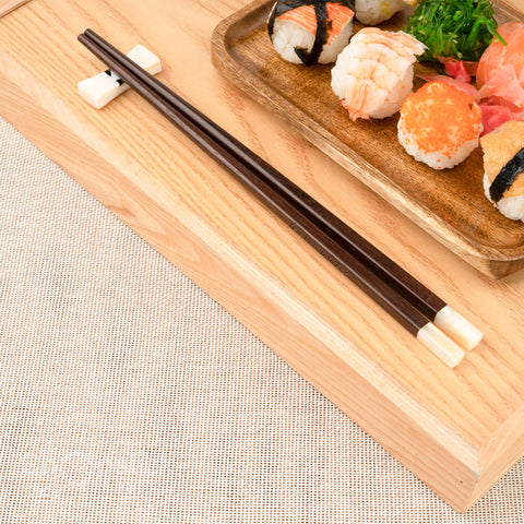 Square rosewood chopsticks with New Zealand sea snail head. Personalized Engraving