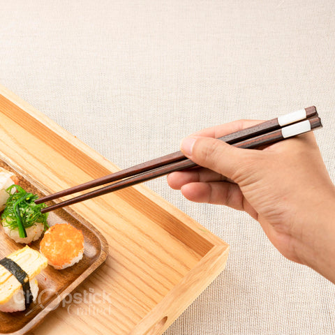 Rosewood wooden chopsticks with mother-of-pearl inlaid tips on both sides