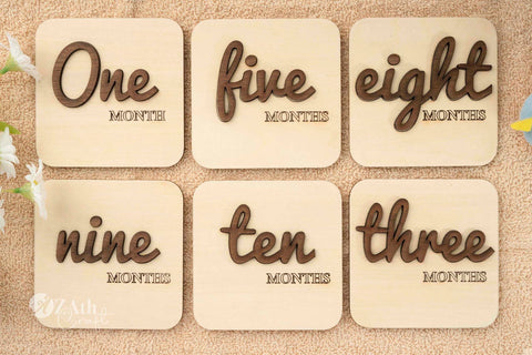 Baby's First Year Milestones: Construction Crane Wooden Sign Set