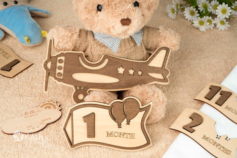 Celebrate Baby's Milestones with a Vintage Airplane-Themed Sign Set