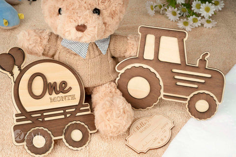 Little Farmer's First Year Milestones: Vintage Tractor Wooden Signs