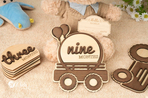 Little Farmer's First Year Milestones: Vintage Tractor Wooden Signs