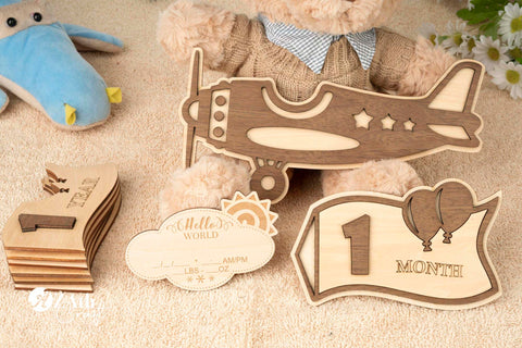 Celebrate Baby's Milestones with a Vintage Airplane-Themed Sign Set