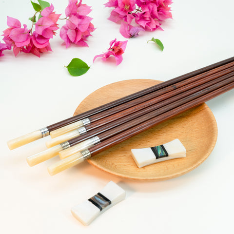 Premium Chopsticks Silver and shell wrapped chopsticks with luxury box.