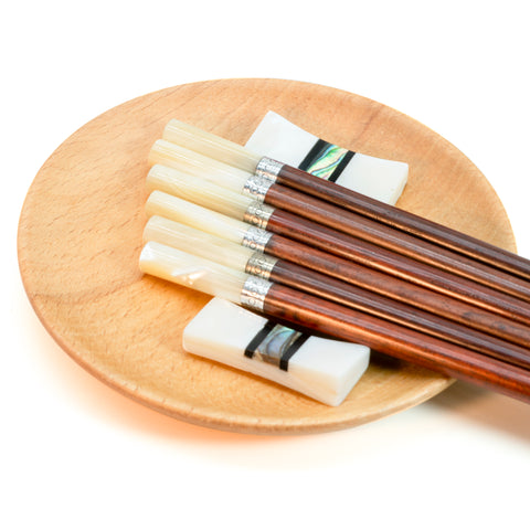 Premium Chopsticks Silver and shell wrapped chopsticks with luxury box.