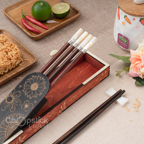 Premium Chopsticks Silver and shell wrapped chopsticks with luxury box.