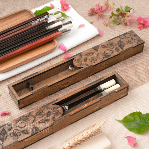 Personalized Chopstick Set with Premium Brown Box