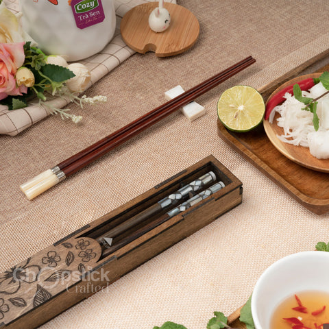 Personalized Chopstick Set with Premium Brown Box