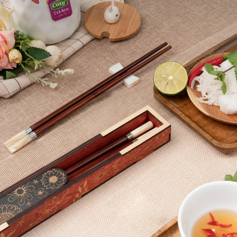 Premium Chopsticks Silver and shell wrapped chopsticks with luxury box.
