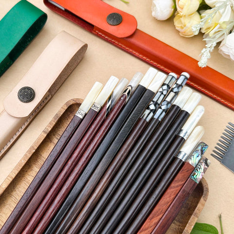 Personalized Chopsticks Pouch Leather Case Veg Leather Handmade.