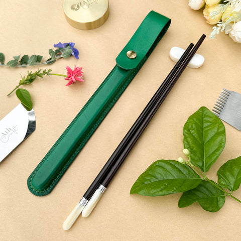 Personalized Chopsticks Pouch Leather Case Veg Leather Handmade.