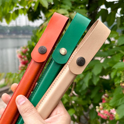 Personalized Chopsticks Pouch Leather Case Veg Leather Handmade.