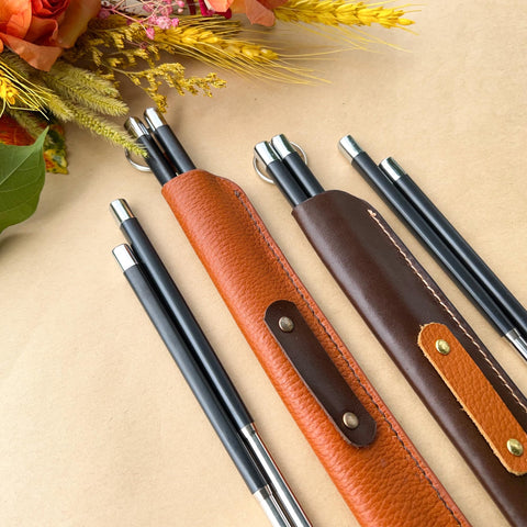 Personalized Fiberglass Chopsticks Pouch Leather.