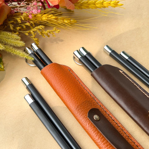 Personalized Fiberglass Chopsticks Pouch Leather.