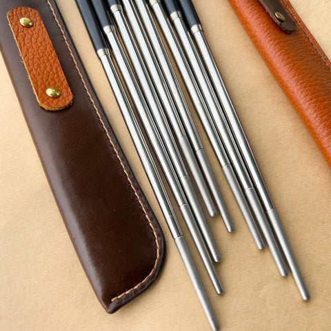 Personalized Fiberglass Chopsticks Pouch Leather.