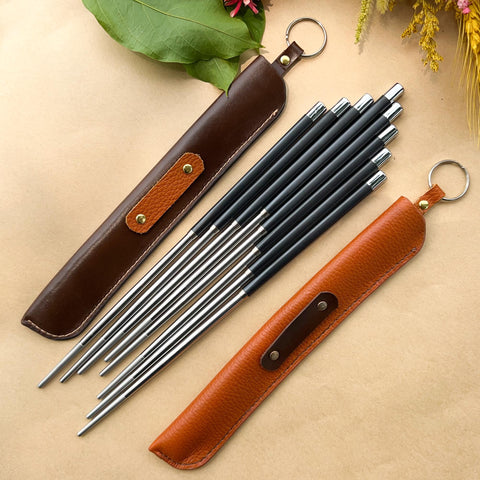 Personalized Fiberglass Chopsticks Pouch Leather.