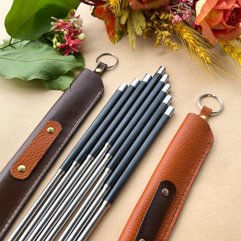 Personalized Fiberglass Chopsticks Pouch Leather.