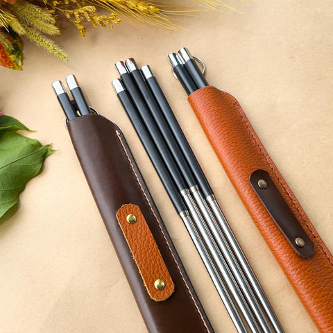 Personalized Fiberglass Chopsticks Pouch Leather.