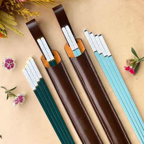 Personalized Fiberglass Chopsticks Pouch Leather.
