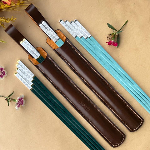 Personalized Fiberglass Chopsticks Pouch Leather.