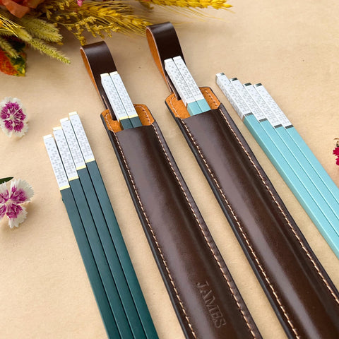 Personalized Fiberglass Chopsticks Pouch Leather.