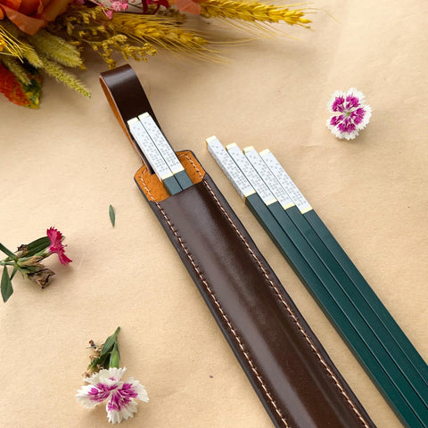 Personalized Fiberglass Chopsticks Pouch Leather.