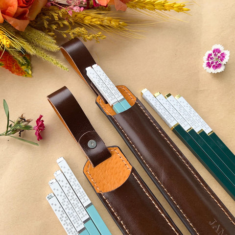 Personalized Fiberglass Chopsticks Pouch Leather.
