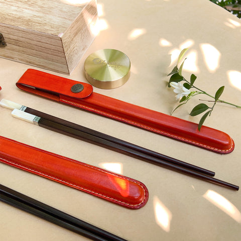 Personalized Chopsticks Pouch Leather Case.