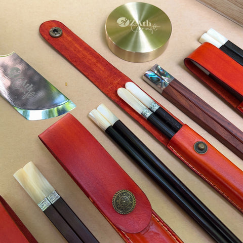 Personalized Chopsticks Pouch Leather Case.