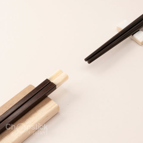 Square rosewood chopsticks with New Zealand sea snail head. Personalized Engraving