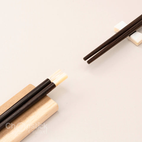 Round rosewood chopsticks with New Zealand sea snail head. Personalized Engraving
