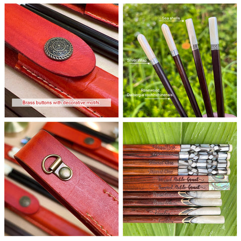 Personalized Chopsticks Pouch Leather Case.