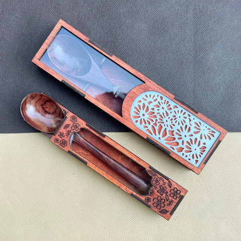 Personalized Wooden Spoon Box Laser Engraved Spoon.