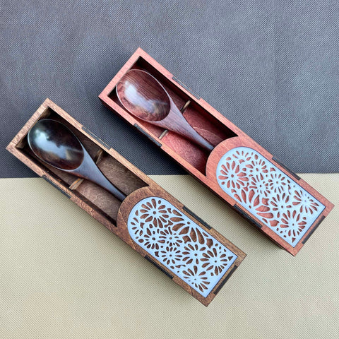 Personalized Wooden Spoon Box Laser Engraved Spoon.